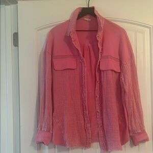 OTT Gauzy Pink Button-Up Shirt  jacket M/L